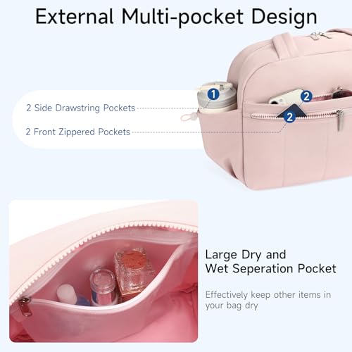 Handbag for Women Yoga Bag Large Capacity Yoga Pad Buckle with Shoe Compartment Water Bottle Sports Gym Bag Travel - color: D01-3 Pink