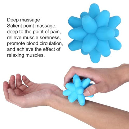 Dioche Spiky Massage Balls, 2 Colors Acupoint Physical Massage Balls, Lacrosse Ball Roller Set Perfect for Foot Massage, Deep Tissue Massage, Trigger Point (Blue)