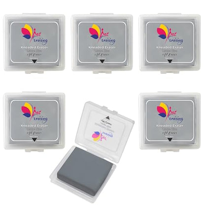 Kneaded Erasers - 6 Pack Large Size Grey Kneadable Art Gum Erasers for Charcoal Pencils & Sketching