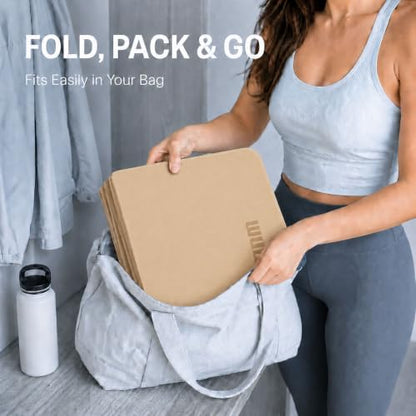 Foldable Yoga Mat 75"x31"x0.24" Portable Exercise Mat - color: Milky Coffee+Black