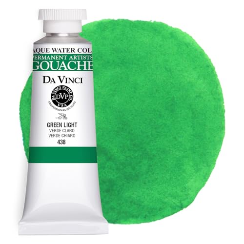 DA VINCI PAINTS Professional Artist Gouache Paint, Green Light, 37mL - color: Green Light
