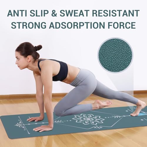 Avoalre Yoga Mat Foldable - Textured Non Slip Exercise Mat -Travel Lightweight Hot Yoga Mat with Carry Bag for Pilates & Home Workouts (72"L x 24"W x 3mm Thick) - color: Green