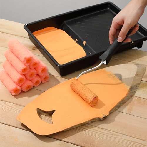 Bates- Paint Rollers, 4 inch Paint Roller with 10 Covers, Wall Painting Tool - color: Orange, size: 4 inch Paint Roller+10 Covers