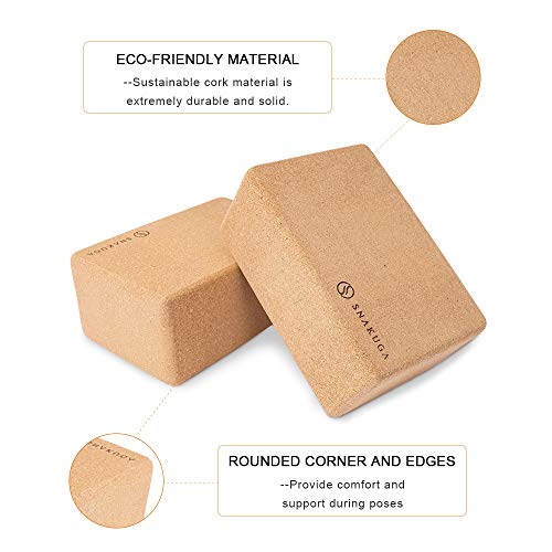 Cork Yoga Block 2 Pack for Pilates 9"x6"x4" Non-Slip & High Density | Eco-Friendly Natural Cork Block for Pilates, Meditation, Fitness and Stretching Supportive & Flexible to Improve Pose Balance