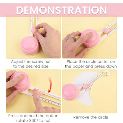 2 Pack Adjustable Circle Cutter Paper Circle Cutter,Round Paper Cutter,Paper Shape Cutter,Circular Paper Cutter, Felt Cutter，with 4 Replaceable Blades for Art and DIY Crafts, Cards Making