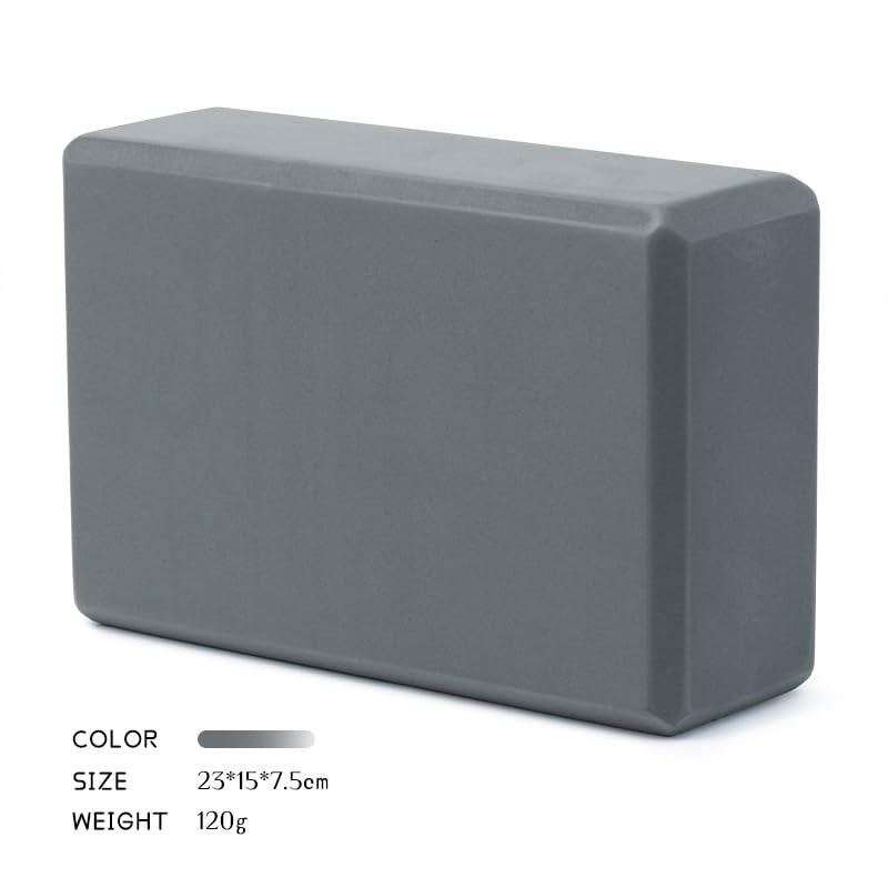 Yoga Blocks, EVA Foam Workout Equipment, High Density Foam Blocks with Non-Slip Surface, Beveled Edges for Yoga, Pilates, Stretching, Meditation, Home Gym Essentials, 9" x 6" x 3" - color: Grey