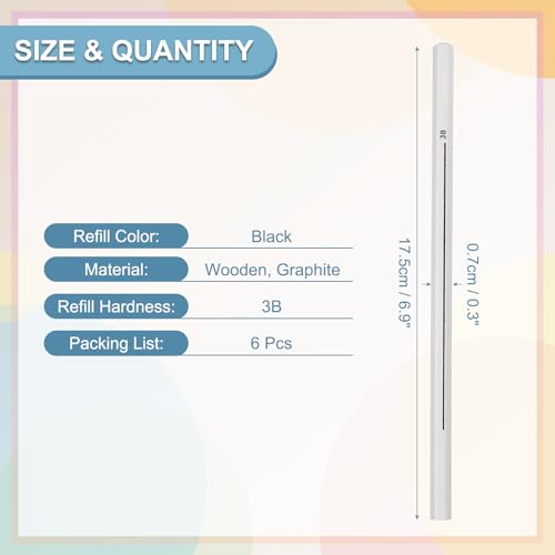 PATIKIL 3B Graphite Pencils for Drawing, 6Pcs Sketching Pencils Wood Art Supplies Set Hexagonal Pen Break-Resistant Lead for Painting Sketching Artist Design - style: 3B