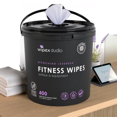 Wipex Fitness Wipes for Equipment Bundle - Get 2 Buckets (1) Lavender & (1) Lemongrass Plant-Based Fitness Equipment Wipes, Clean Surfaces & Mats, Safe Gym Cleaner & Peloton Wipes, 400 Ct (Pack of 2) - size: 400 Count (Pack of 2), style: Bundle: Lavender