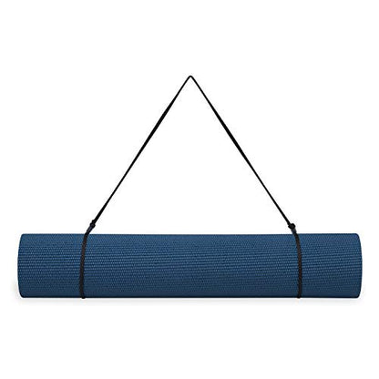 Gaiam Essentials 1/4" Thin (6mm) Yoga & Pilates, Fitness & Exercise Mat with Easy-Cinch Carrier Strap Cusion Support For Fitness and Gym Workouts - color: Navy