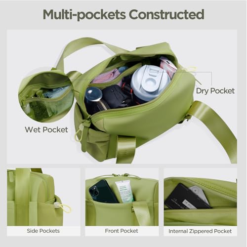 Mini Gym Bag for Women Girls Small Gym Tote Bag with Wet Compartment Waterproof Travel Duffle Bag Cute Workout Sport Bag - color: Green-12in