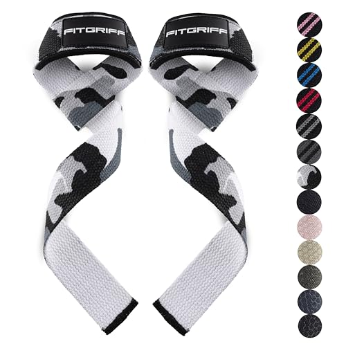 Fitgriff® Lifting Wrist Straps for Weightlifting, Gym, Deadlift, Workout (Made of Premium Cotton & Padded) - Men & Women - color: Grey-Camo, size: Standard (above 6.3' Wrist)