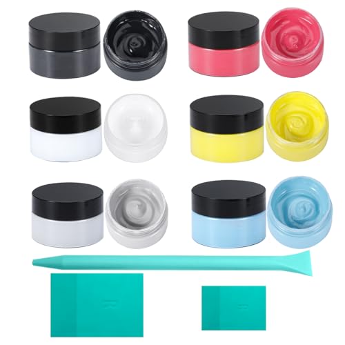 6-Color Chalk Paste Set with 3 Silicone Squeegees ， Silk Screen Paint Kit ， Chalk Finish DIY Craft Paint for Wood, Fabric, Furniture & Home Decor Signs - color: 6colors