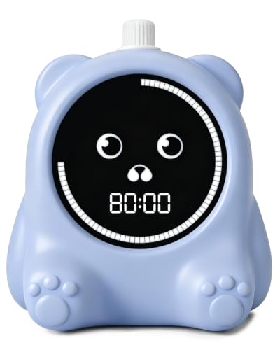 199 Min Visual Timer for Kids, 2 Min teenth Brushing, Cute Bear Deign-Blue | Adjustable Sound Alert, Productivity Timers for ADHD, Silent Operation, Desk Time Management Tool for Toddler - color: Blue