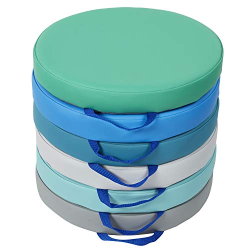Factory Direct Partners SoftScape 15 inch Round Classroom Floor Cushions with Handles; Flexible Seating for Daycare, Preschool, Playroom; 2 inch Thick Deluxe Foam (6-Piece) - Contemporary, 11232-CT - color: Contemporary, size: Round
