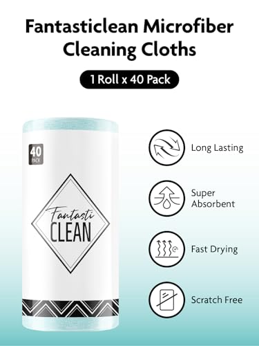 Fantasticlean Microfiber Cleaning Cloth Roll- 40 Sheets, 12" x 12" (Blue) - color: Blue, size: 40 pack