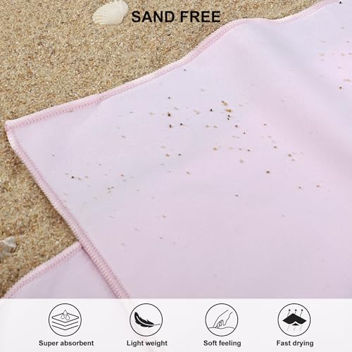 Rainleaf Microfiber Towel Quick Dry Camping & Travel & Gym Towel. Compact - color: Pale Pink, size: 60.00" x 30.00"
