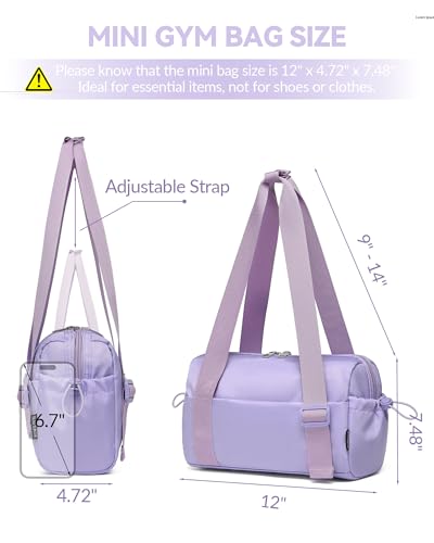 Small Gym Bag for Women Mini Duffle Bag with Wet Compartment, Lightweight Waterproof Cute Tote for Girls Workout Sport Travel,Purple - color: Purple