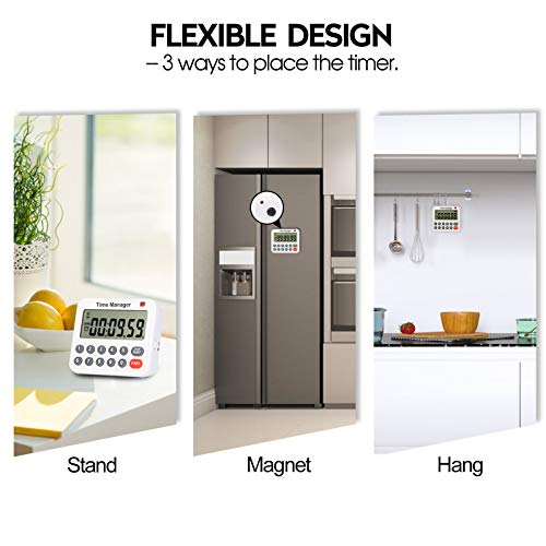 AIMILAR Magnetic Digital Kitchen Timer with Direct Numerical Keypad, Loud Alarm - 99Hr Countdown Count Up Timer for Cooking Baking Classroom, Batteries Included - color: Red-2