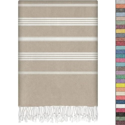 EPHESUS TOWELS Turkish Beach Towel - 38x70 inch Oversized - Sultan Design - Turkish Towel for Beach, Bath, Pool, Gym, Yoga - Prewashed, Lightweight, Quick Dry (Beige) - color: Beige