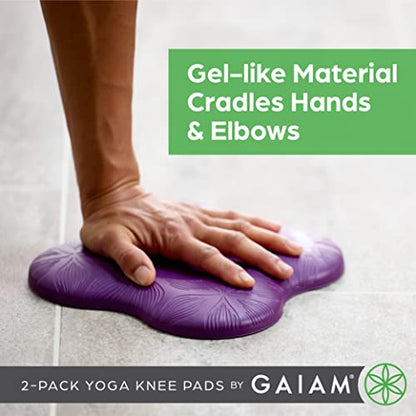 Gaiam Yoga Knee Pads Set of 2, Cushion for Knees & Elbows - color: Purple