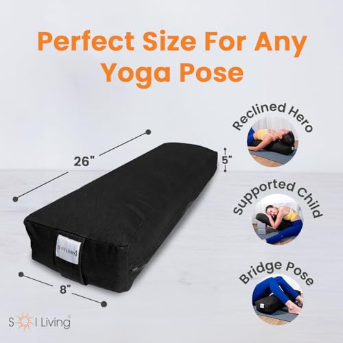 Pranayama Yoga Bolster Meditation Pillow - color: Black, size: Rectangular 26" x 8" x 5"