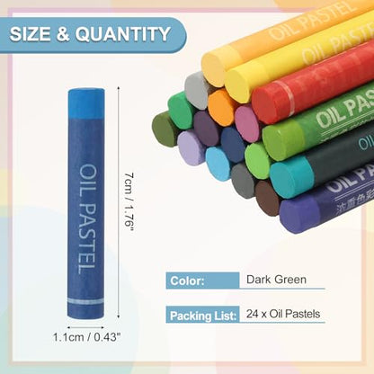 PATIKIL Dark Green Oil Pastels, 24Pcs Soft Oil Crayons Creamy Pastels Stick Art Supplies for Art Painting Drawing Blending Graffiti for Drawing Beginners Artists - color: Dark Green