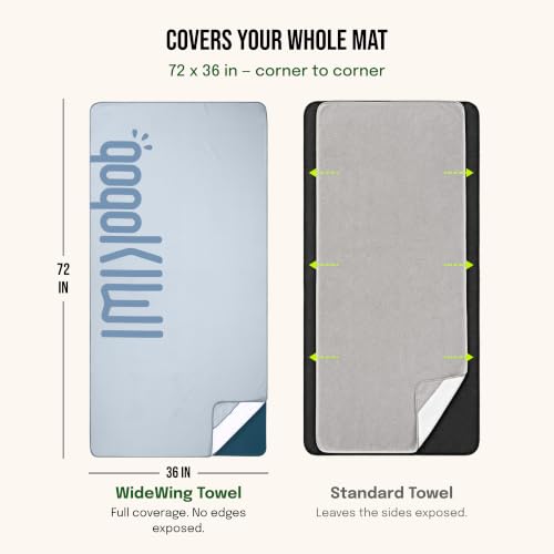 gogoKIWI Hot Yoga Mat Towel, 72 x 36 in, Corner Pockets, Baby Blue | Doubles as a hot yoga towel and Pilates towel, soaks up sweat, soft microfiber resists pilling, matches your mat - color: Baby Blue