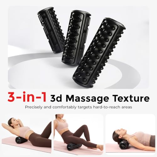 20-Inch Integrated Vibrating Foam Roller for Muscle Recovery with Storage | 20 Inch Tri-Texture Vibrating Foam Roller, 3 Vibration Levels, Storage Compartment, Portable Roller for Home, Gym and Travel