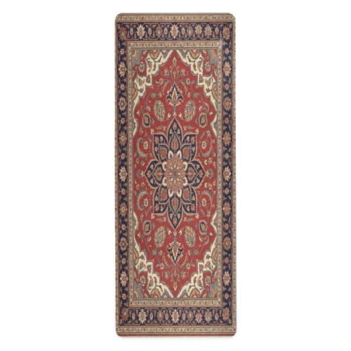 Kigai Travel Yoga Mat 71" x 24" Non Slip Natural Rubber Foldable Exercise Mat Ultra Thin 1.5mm Lightweight for Fitness, Pilates & Home Workout, Persian Design