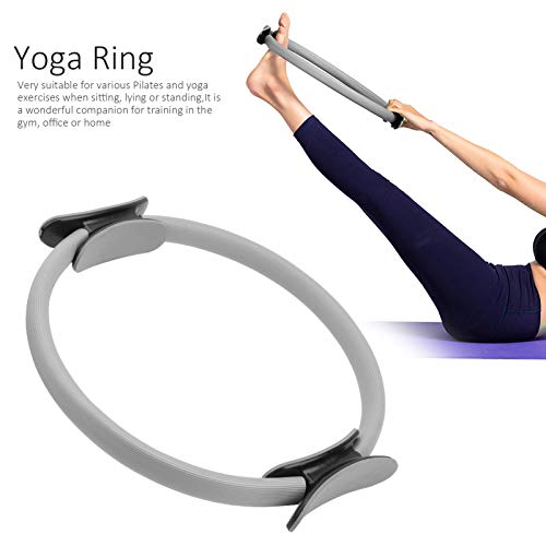 Yoga Ring, Pilates Circle for Home Gym Exercises Strengthens Core Muscles Fitness Ring for All Levels and Lie Positions(Grey)