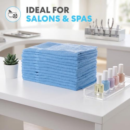 Simpli-Magic Cotton Hand Towels 16"x27" (12 Pack) – Soft Towels for Bathroom, Kitchen, Salon & Gym (Blue) - color: New Blue, size: 16 in x 27 in