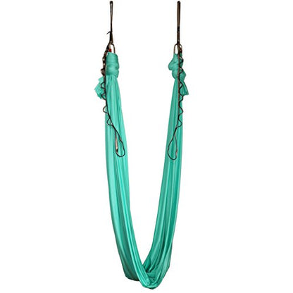 Aerial Yoga Hammock 5.5 Yards Yoga Swing Pilates Silk Home Gym Fitness Include hardware,Daisy Chain, Pose Guide - color: Seafoma Green