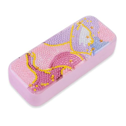 FlyingMage 5D Diamond Art Painting Kit, Hard Shell Eyeglasses Glasses Case | Mable DIY Diamond Dots, Small Gem Art Paint Mosaic Kits, Cute Rhinestone Sunglasses Case for Adults Beginner Women - color: Pink Marble