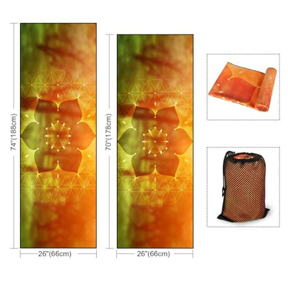 Hot Yoga Towel with Grip Dots, Non Slip, 74"x26", Geometric Flower - color: Geometric Flower, size: 74" x 26"