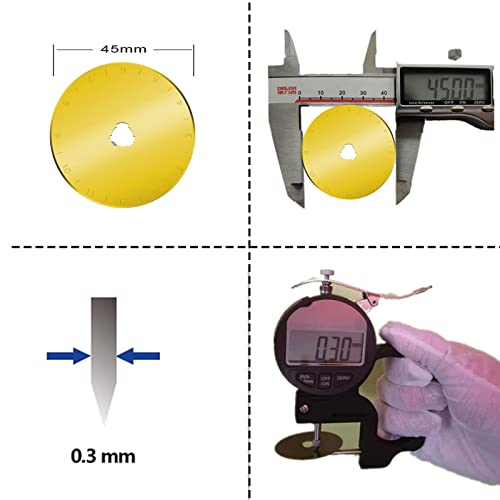 45mm Rotary Cutter Blades 5-Pack Titanium Replacement Blades Fits Fiskars, OLFA,Martelli,Dremel,Truecut,DAFA for Quilting Scrapbooking Sewing Arts & Crafts Sharp and Durable Cutter Blade - color: Titanium Plating (45mm 5pcs)