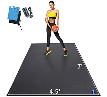 MRO Extra Large Exercise Mat 8'x4.5'/7'x4.5'/6'x4.5'(7mm) - color: Black, size: 7*4.5 FT
