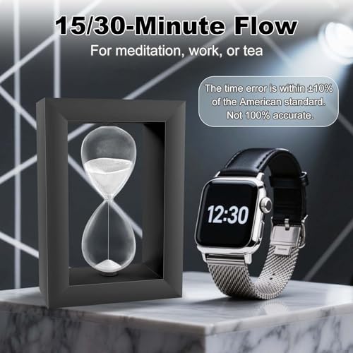 Hourglass 30 Minute Sand Timer, Modern White Wood Sand Watch, Decorative Desktop Half Hour Glass Sandglass, Reloj De Arena 30 Minuto, Wooden Sand Çloçk for Office, Desktop Home Decor, Kitchen - color: White, size: 30 minute