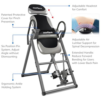 Innova ITX9900 Inversion Table with Air Lumbar Support, Black/Gray - style: ITX9900