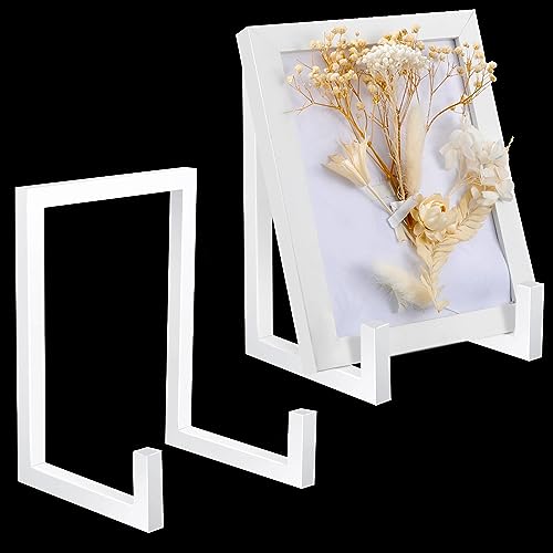 2 Pcs Large Plate Stands for Display Metal Frame Holder, White, 8 Inch | Plate Display Stand, Picture Frame Stand, Decorative Table Top Easels for Picture Book, Platter, Photo - color: White, size: 8 Inch