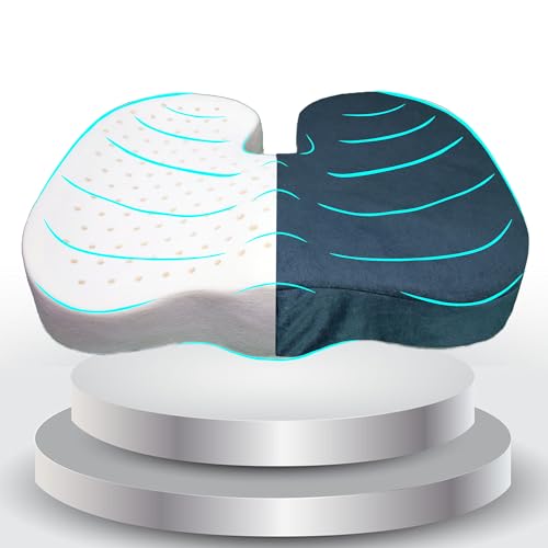 Natural Latex Seat Cushion - Soft, Bouncy and Relieves Pressure - Suitable for Office Chair, Home Chair, Car, Gaming, Wheelchair, Meditation, and Yoga