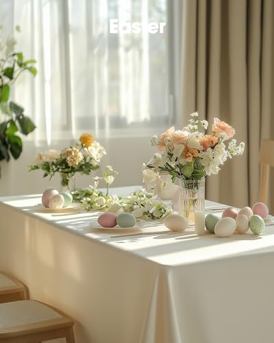 Pureegg Plastic Table Cloth Disposable 8 Pack 54 x 108 Inch, Beige | Wedding, Thanksgiving, Fall Party, Leakproof & Sturdy, Beige, Tablecloth - color: Ivory, size: 54" X 108" Rectangle