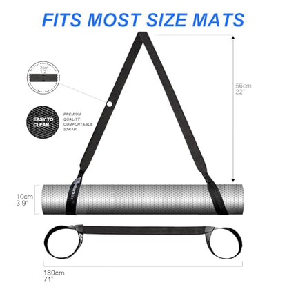 A AZURELIFE [MAT NOT Included] Yoga Mat Sling, Yoga Mat Straps for Carrying, Easy-Cinch Yoga Mat Holder Strap - color: #1-black