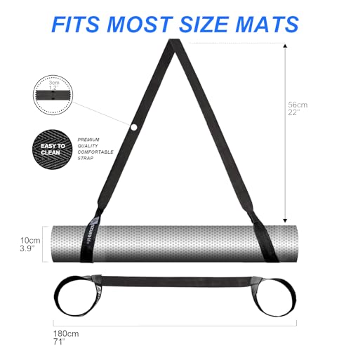 A AZURELIFE [MAT NOT Included] Yoga Mat Sling, Yoga Mat Straps for Carrying, Easy-Cinch Yoga Mat Holder Strap - color: #1-black