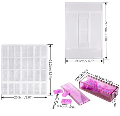 2 Pack Silicone DIY Domino Box Resin Mould Kit | Epoxy Resin Casting Jumbo Mold Clay Mold Storage Box Mold for DIY Pendant Jewelry Crafts Making Tool - size: Dominoes Epoxy Resin Mould