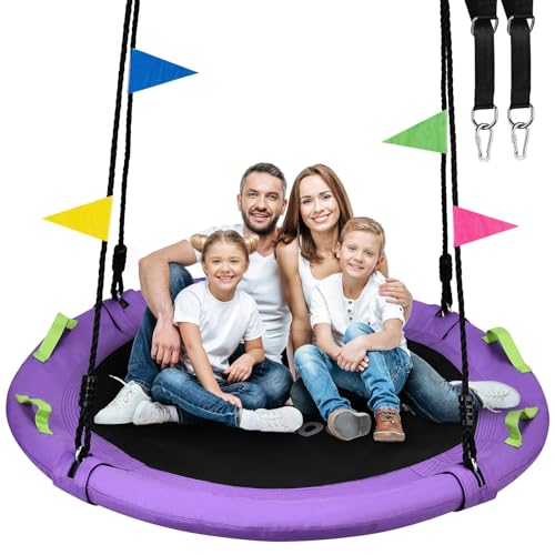 HeyZoo Tree Swing, 60 inch Larger Saucer Swing for Whole Family, Purple - size: 60 Inch