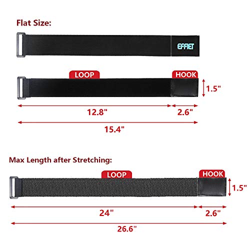 3 Packs Elastic Hook and Loop Cinch Straps for Car Visor Glasses Holder, EFFIET Adjustable Storage Strap Extension Cord Wrap Magic Securing Organizer for Camping Gear, Yoga Mat, Knee Pad Strap