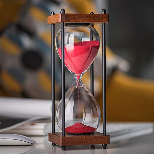 Large Hourglass Timer 60 Minute, Decorative Wooden Sandglass, Red - color: Red Sand
