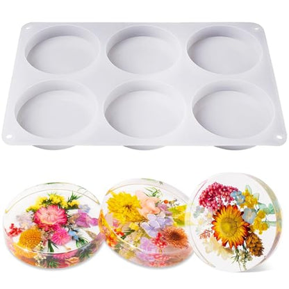 LET'S RESIN Extra Deep Resin Coaster Molds Silicone,4 Inches Silicone Molds | 6 Cavity Flexibility Round Molds for Resin, Epoxy Coaster Molds for Cups Mats, DIY Craft, Flower Bouquet Preservation - size: 13.7 x 9.8 x 0.82 inches