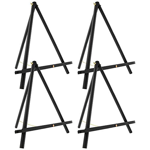 U.S. Art Supply 16" Black Wood Tabletop Easel (4 Pack) - Adjustable | A-Frame Canvas Stand for Painting Party & Signs - Table Top Easel for Painting, Canvas Holder, Crafts, Photos, Pictures - color: Black, size: 16 inch