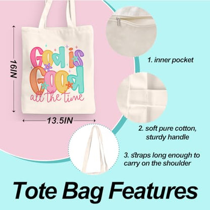 Inspirational Christian Gifts Canvas Tote Bag for Women, Christmas Friendship Birthday Religious Grocery Bags - color: Godgood